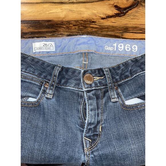 Gap‎ Always Skinny Jeans Womens 26/2L Dark Blue Denim Stretch 1969 - Picture 1 of 5